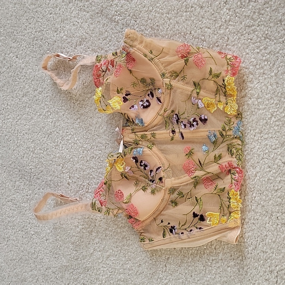 Pink floral corset top